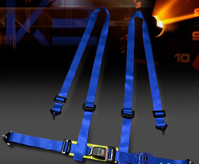 2" NYLON 4PT SEAT BELT & SHOULDER HARNESS BLUE